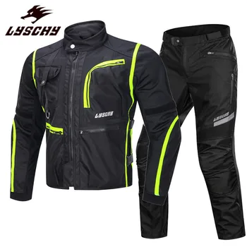 

LYSCHY Summer Motorcycle Jacket + Pants Suit Body Armor Moto Touring Jacket Riding Motorbike Jacket with Removable CE Protectors