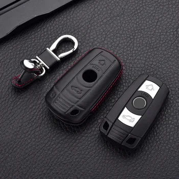 

4D Genuine Leather Key Cover Case Pocket For BMW 1 3 5 6 7 SERIES X1 X5 X6 E90 E92 E93 Smart Car Remote Controller Key Holder