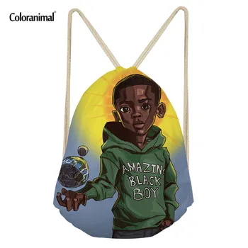 

Coloranimal Afro Boys Print Drawstring Bag Africa Brown Black Boys Storage Bag Teenager Soft Backpack Kids Bookbag Gifts Mochila