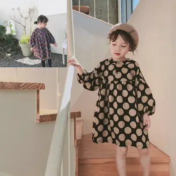 

2020 Autumn Baby Girl Dress Long Sleeve Girls Dresses Black Blue Dot Princess Dress Little Girl Casual Kids Dresses For Girls 3