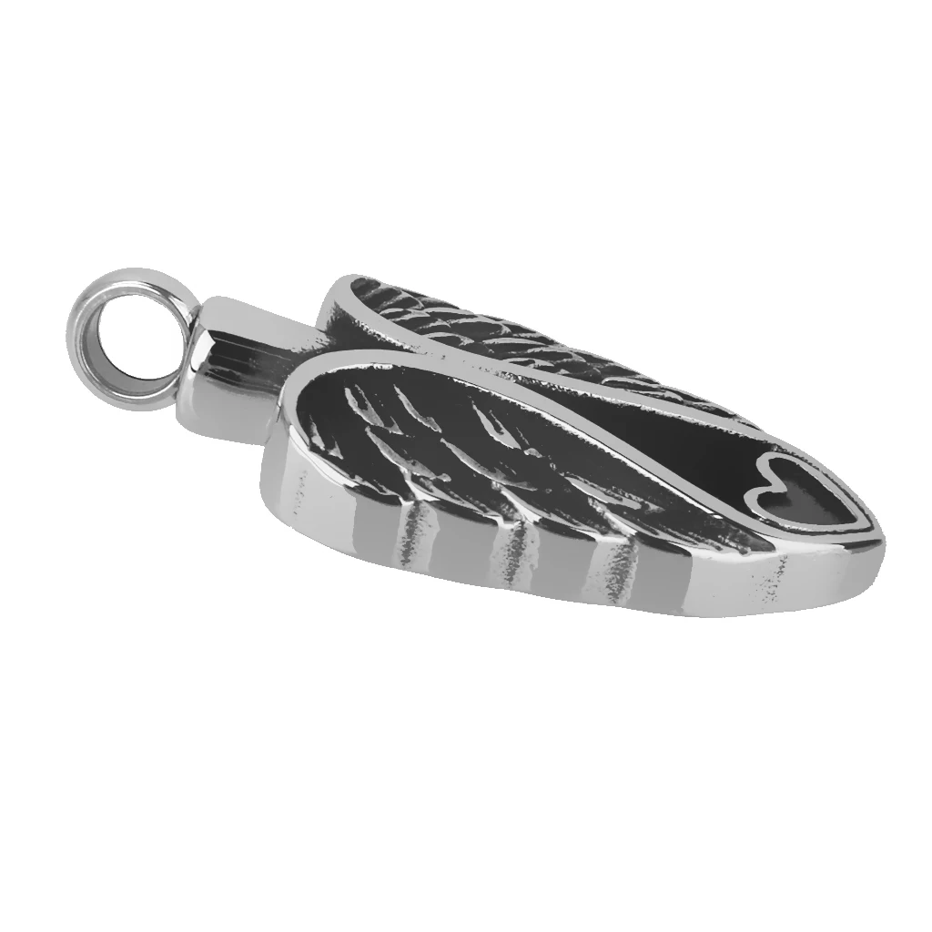 silver color Angel Wing Heart Cremation Urn Ash Holder Keepsake Pendant Jewelry