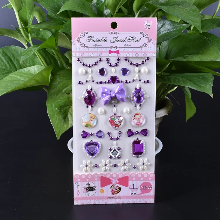 Детская Алмазная наклейка паста мультфильм кристальная наклейка драгоценный камень украшение для мобильного телефона акрил Diy Ручная наклейка награда - Цвет: Серебристый