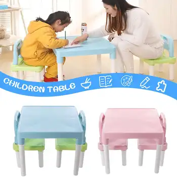 

Children Folding Table Chairs Set Kids Gaming Learning Tables Chair Plastic Table Cute Toy Game Table Desk for Girs Boys