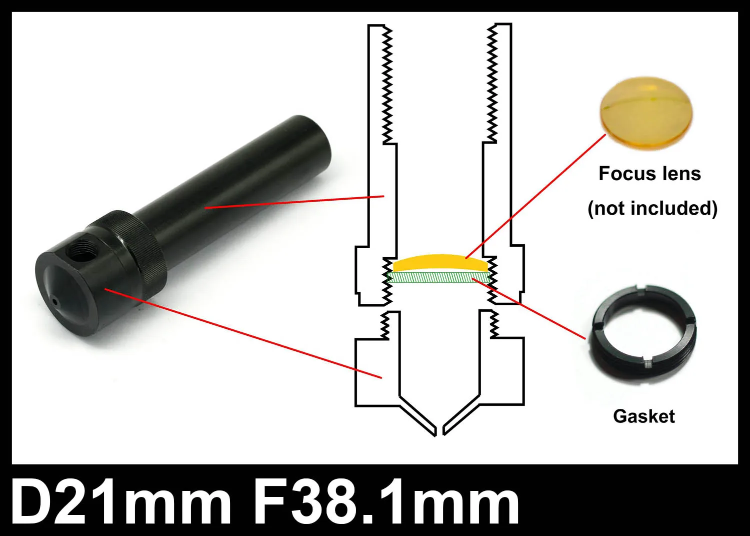 D21mm лазерная головка трубки F76.2mm для CO2 лазерная режущая головка с ЧПУ режущая головка станок для лазерной резки CO2 гравировальный станок