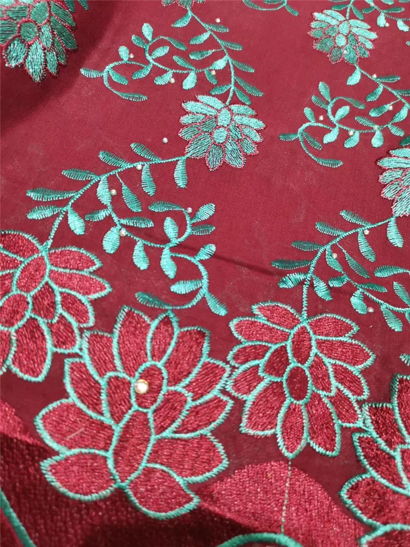 Новое поступление нигерийские бордовые кружевные ткани высокого качества Африканский французский Тюль кружевная ткань для женского платья с бисером