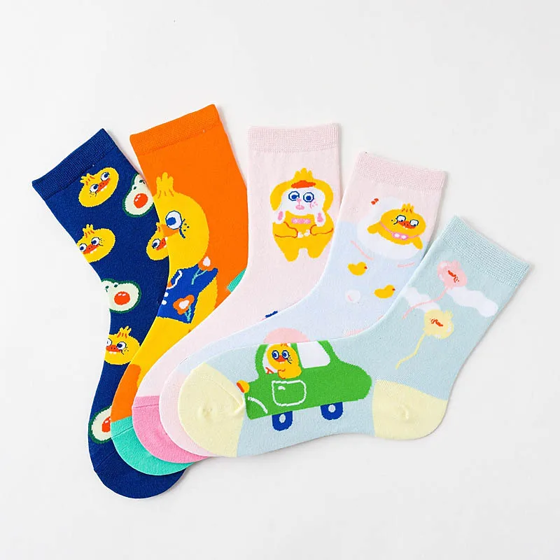 Коллекция осень-зима, носки с рисунками, женские носки Kawaii Happy Funny Tide, дизайнерские носки с креативными персонажами, подарок для женщин