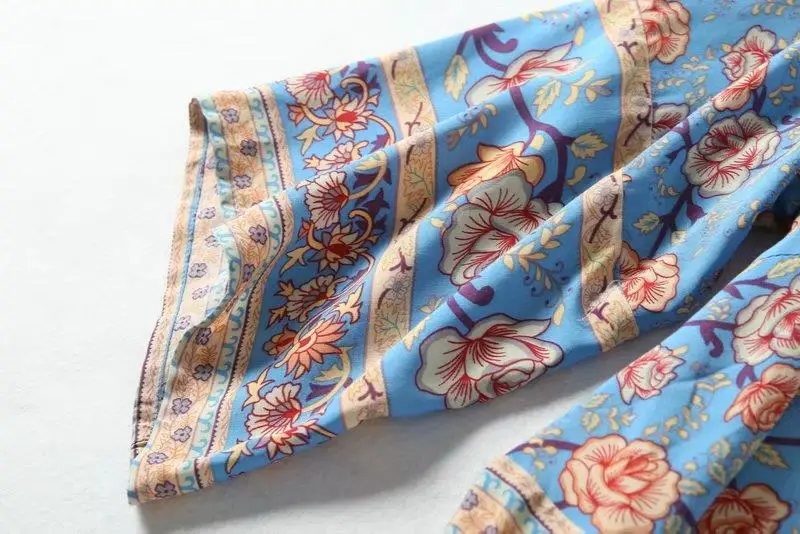 GypsyLady Boho флористическая накидка платье винтажное летнее праздничное винтажное платье женское с v-образным вырезом кружевное сексуальное длинное пляжное платье