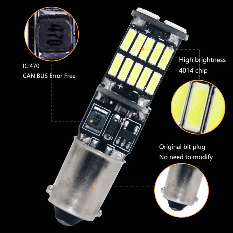 2PCS BA9S BAY9S BAX9S T4W H6W 4014 26SMD ׸  Ǳ    Ʈ Canbus ̵  Ʈ 12V 6000K