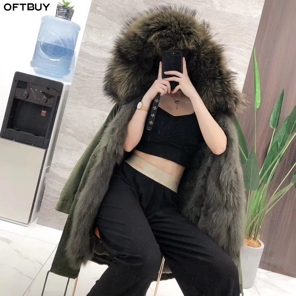 OFTBUY 2020 зимняя куртка Для женщин натуральная подкладка из кроличьего меха Рекс