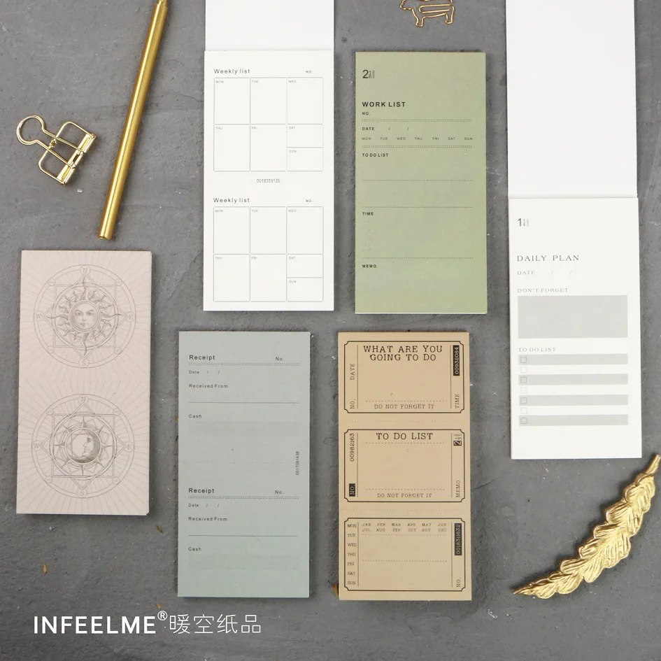 

12pcs/lot Retro Memo Pad Writing Pad Stationery Message Note Paper Notepad Diary Planner To Do List Work List Weekly list