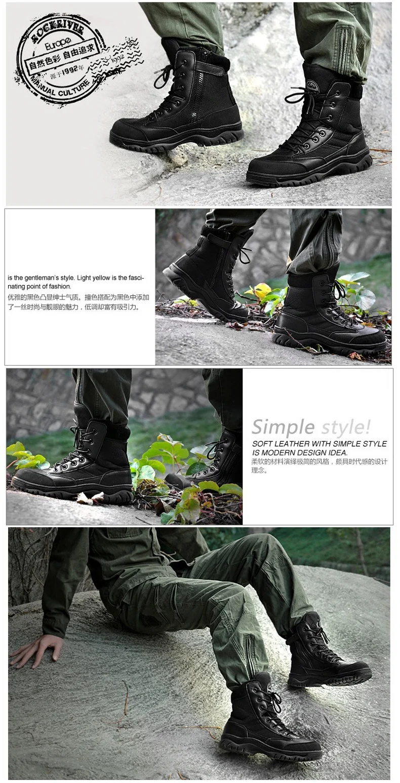 Unisex High Top Military Tactical Boots Men Leather Outdoor Waterproof Hunting Boots Women High Quality Camo Desert Magnum Boots