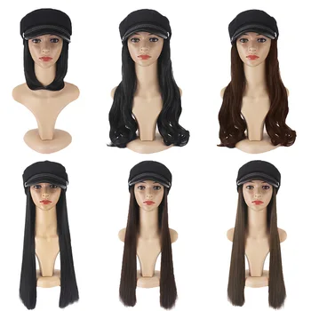 

Navy Hat Wig Women's Flat-Top Cap Fashion Net Red round Face Bobhaircut Short Hair wigs