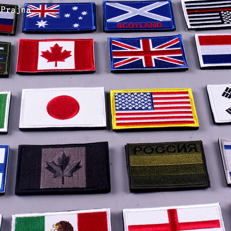 

Prajna Hook&Loop Tactical Patches Armband Embroidered Army Badge For Clothing Bag Military Country Flag Hook Loop Applique DIY F