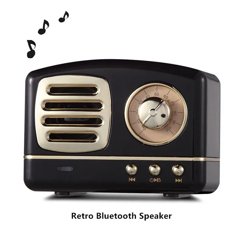 [Черный] Ретро Bluetooth Динамик Мощный портативный динамик s мини беспроводной динамик стерео музыка тяжелый бас HiFi поддержка TF USB AUX