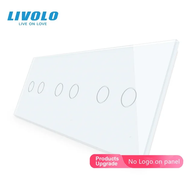 Livolo คริสตัลหรูสีขาวสำหรับ DIY,222มม.* 80มม.,มาตรฐาน EU,triple แผง,VL-C7-C2/C2/C2-11 1