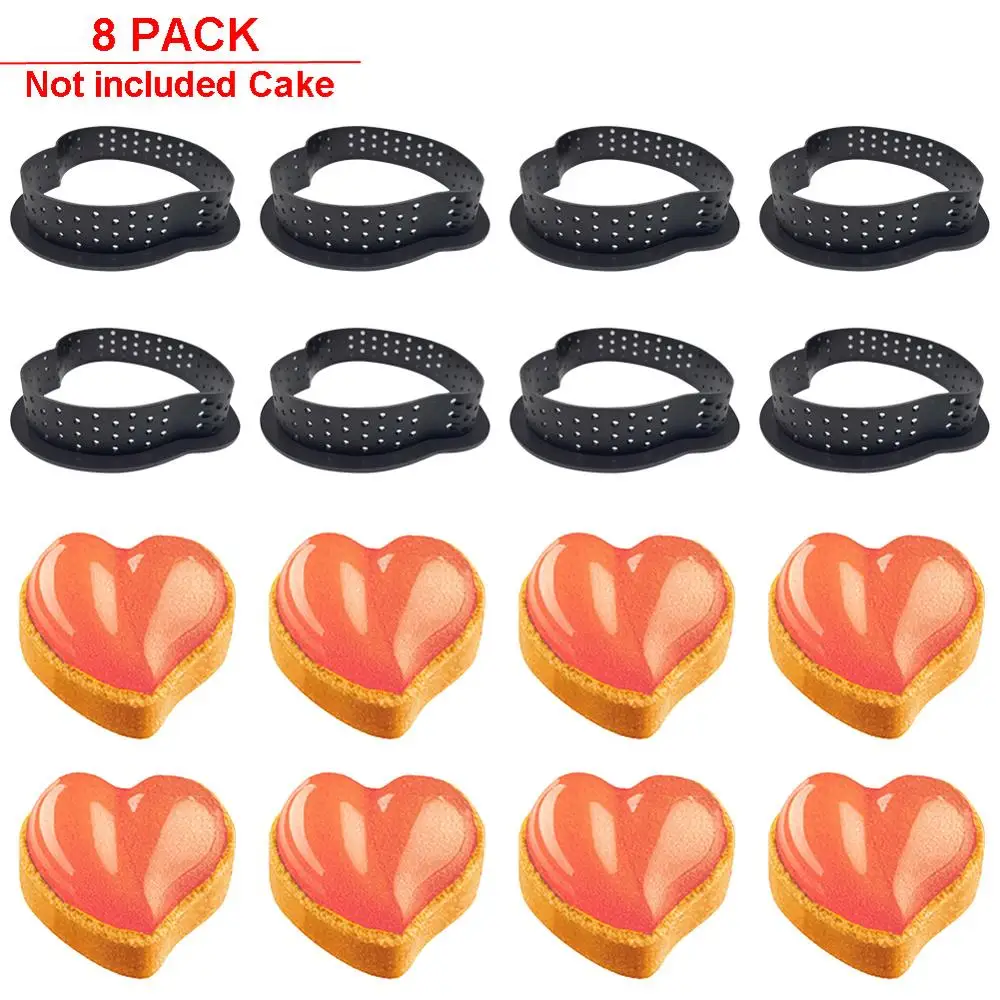 8PCS DIY Cake Mold Perforated Cutter Love-Shape Mousse Circle Ring Tart Decorating Kitchen tool Bakery Baking Tool Kitchen Gadge