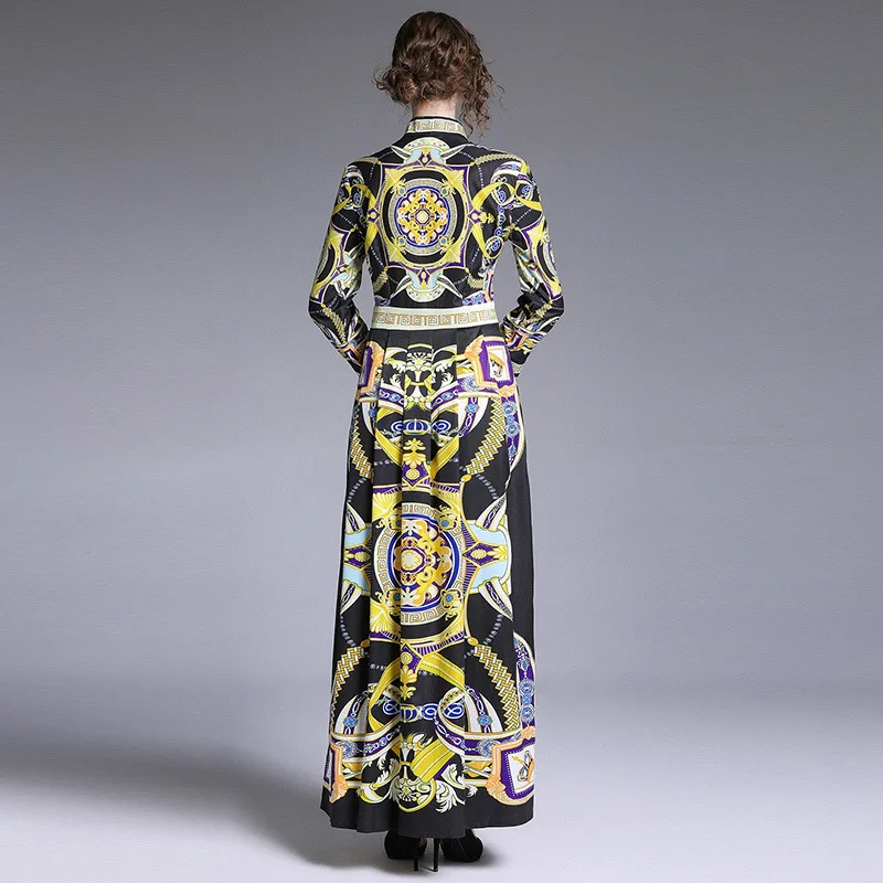 

7222 # Europe And America Versitile Fashion Slim Fit Slimming Positioning Floral Printed Dress