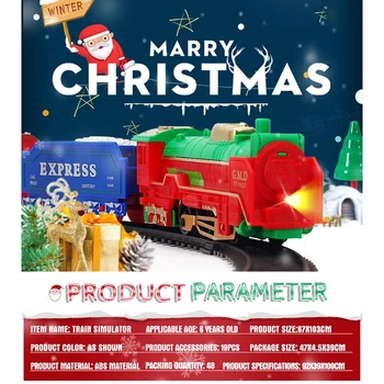 

Christmas Classic Electric Model Train Toy Set Gift Gameplay Train with Head Light Long Track Whistle Music for Kids