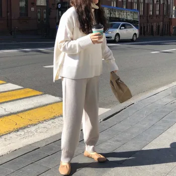 

Women Autumn Winter Turtleneck Loose Straight Sweater Long Sleeve Cozy Knitted Pullovers Split Casual Jumpers