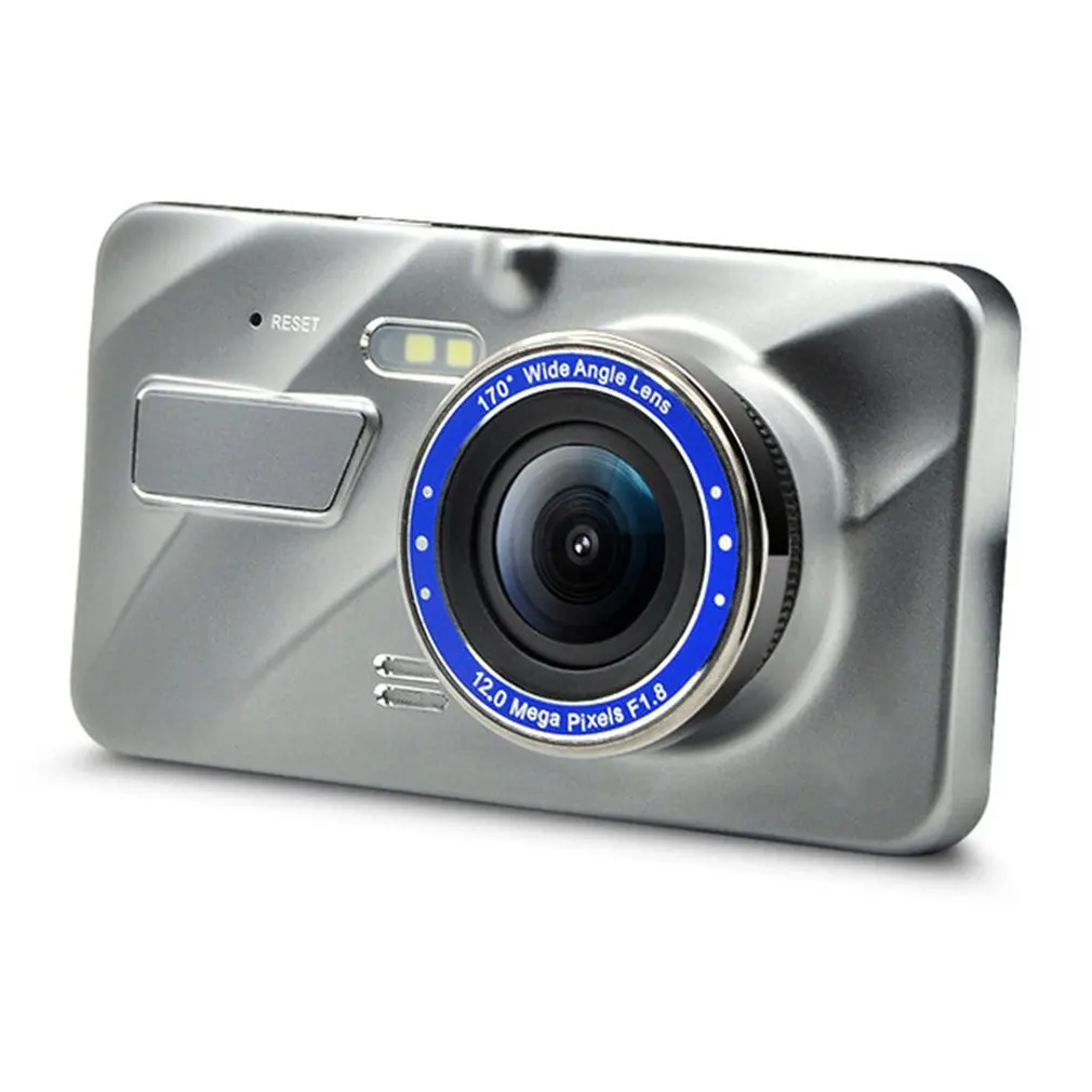 HD 4 дюйма Двойной объектив изображение 1080P Скрытая Широкий формат вождения Регистраторы Dash Cam Двойной объектив Видеорегистраторы для автомобилей Камера Поддержка заднего хода