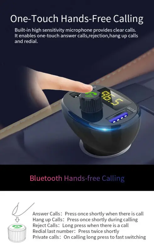 Bluetooth 4,2 беспроводной fm-передатчик MP3