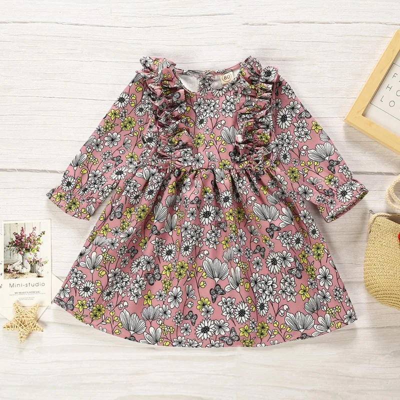 Платье для девочек детские блузки для новорожденных одежда для малышей Цветочные рукава-фонарики с оборками Топы для маленьких детей вечерние рубашки