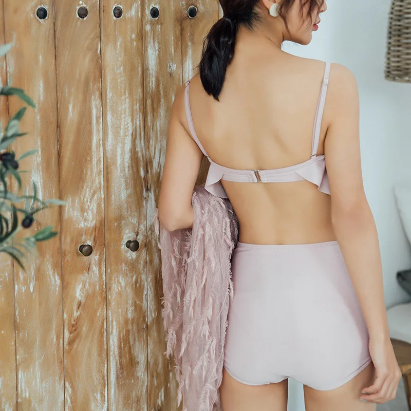 

New Style Split Type Bikini Three-piece Set Bathing Suit Women's INS-Style Trousers Cover-up South Korea Sexy Small Bust Conserv