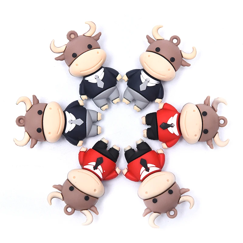 

5PCS 2021 Year of the Ox Keychain Cow Doll Keychain Car Key Chain Bag Pendant Keyring Lucky Keychain Gifts For Family