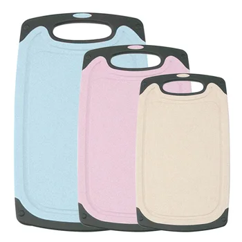 

3pcs Vegetable Eco Friendly Cook Supplies Wheat Straw Home Kitchen Chopping Board Set Practical Cutting Non Slip Multicolor