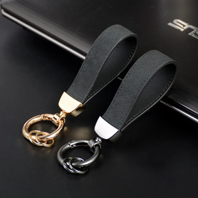 Popular Brand Suede Microfiber Car Key Ring Simple Nubuck Leather Horseshoe Key Ring Customizable Promotional Gift