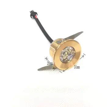 

10pcs/lot Mini Downlight Under 31mm Cabinet Spot Light 1W Ceiling Recessed Lamp AC85-265V GOLD Down lights free shipping
