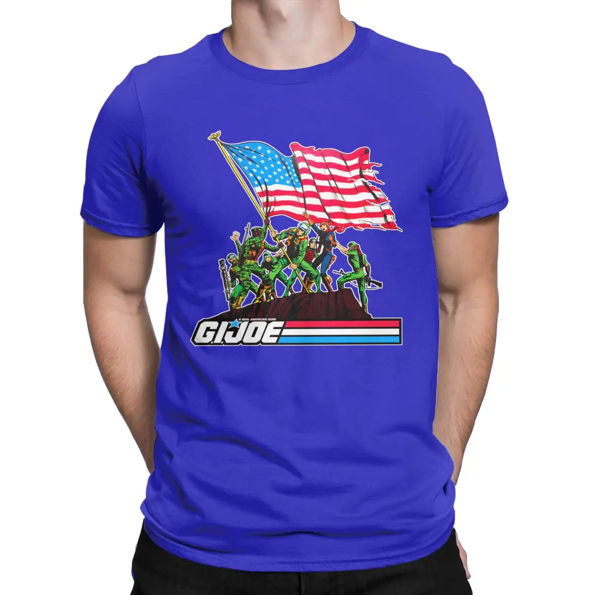 Мужские футболки G.I. Joe 1982, хлопковая Футболка со звездами и полосками Forever, футболка с коротким рукавом Grand Ретро 80 s, футболки с американским героем - Цвет: Синий