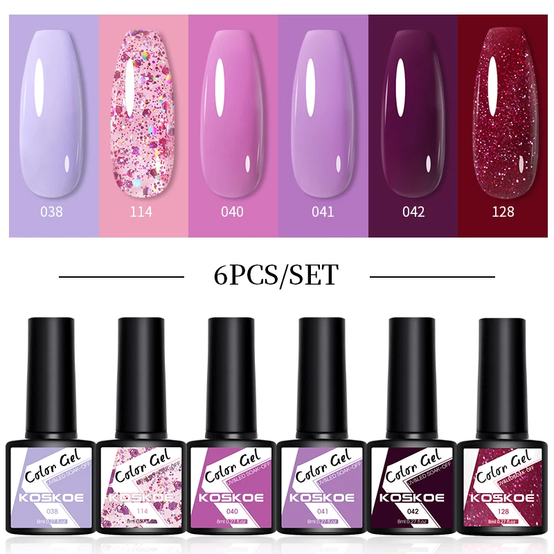 Набор для маникюра KOSKOE полуперманентный Гель-лак ногтей набор гель-лаков 4/6 шт. 8
