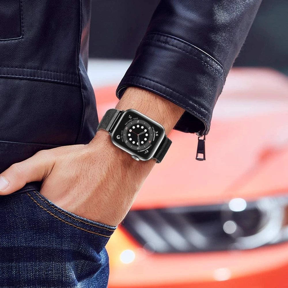 for apple watch 6 se band 44mm 40mm Milanese loop strap for iwatch 5 4 3  42mm 38mm bands women men Stainless Steel Mesh Loop