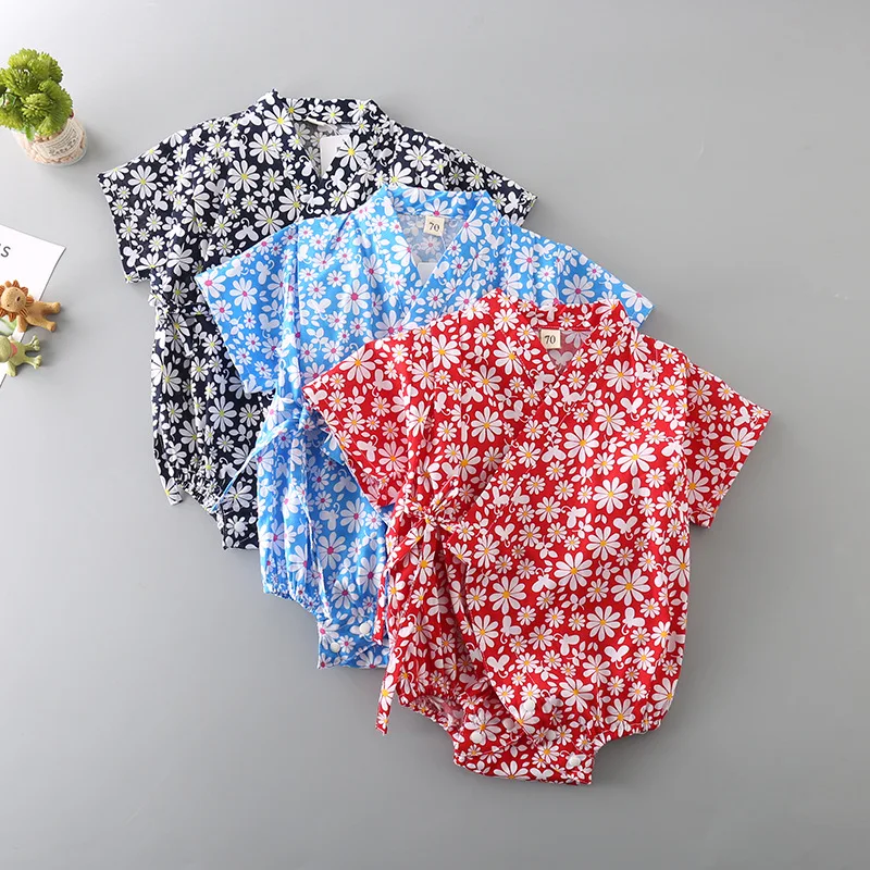 

Kimono Baby Onesie Summer Pajamas Full Printed High Quality Newborns Kimono Short Sleeved Kazakhstan Crawling Clothes