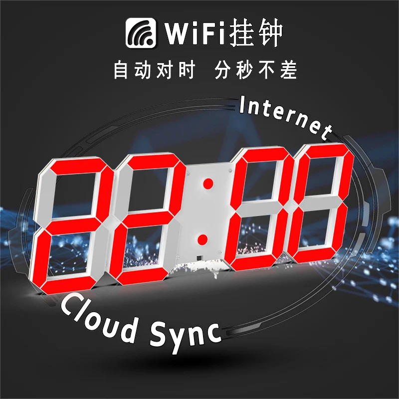 

HOT HOT HOT WIFI wall clock led plate piramide wall decor clock piramide alarm clock digital clock table clock