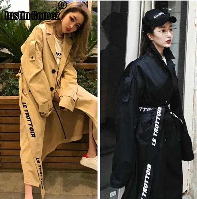 Женский Длинный Тренч Повседневная винтажная ветровка большого размера в