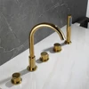Becola 5PCS Gold/Chrome Bathtub Faucet Bathroom Extra Long Water Pipe Bathroom Tap Washbasin Faucet Black With Hand Shower 6