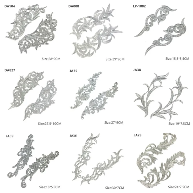 ZsbszcAppliqueendentelleGuipurefloraleargentepourrobepatchs