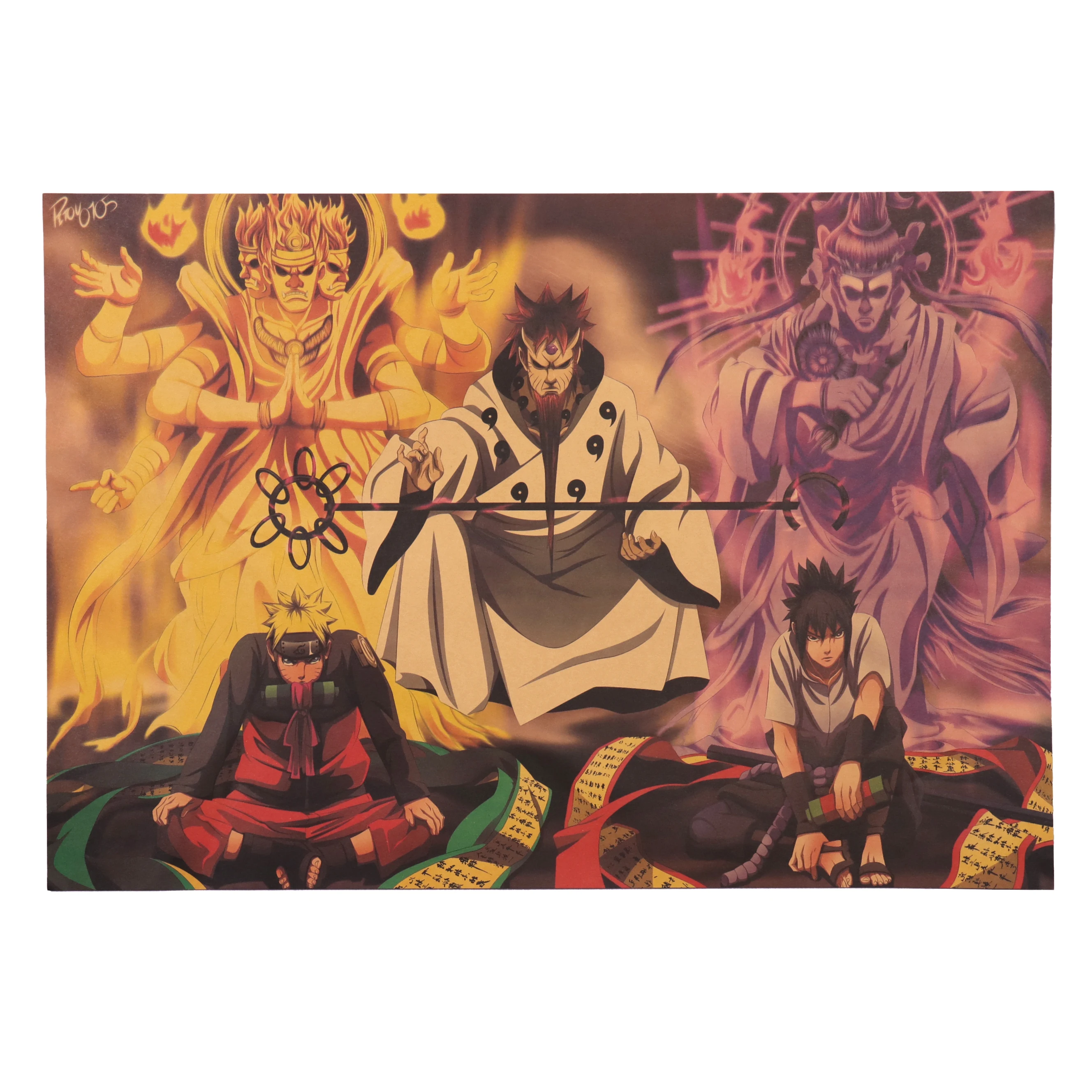 Плоский стикер на стену Винтаж мультфильм крафт Бумага постер Naruto бар детской комнаты домашний декор комиксов героя аниме «Наруто бумага для поделок в стиле ретро картина 50,5x35 см