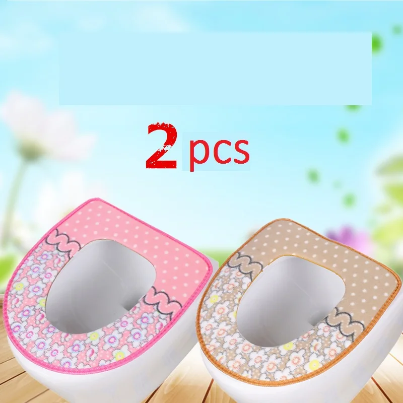 B pink brown 2pcs Радужные полосатые Чехлы для сиденья унитаза на молнии для туалета зимние теплые подушки Универсальный Размер удобный коврик для унитаза - Цвет: B pink brown 2pcs