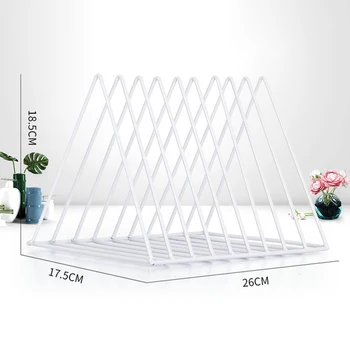 

Metal Magazine Rack Triangle Bookshelf Wrought Iron Magazine Holder Desktop Storage Decorative Book Stand Drop Shipping