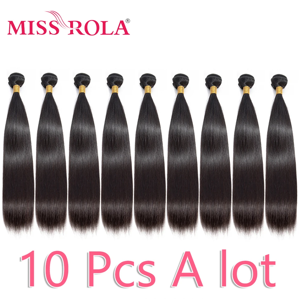 Miss Rola Peruvian Hair Weave Bundles Natural Color 10 Bundles Remy Human Hair Extension 8-30 Inch Straight