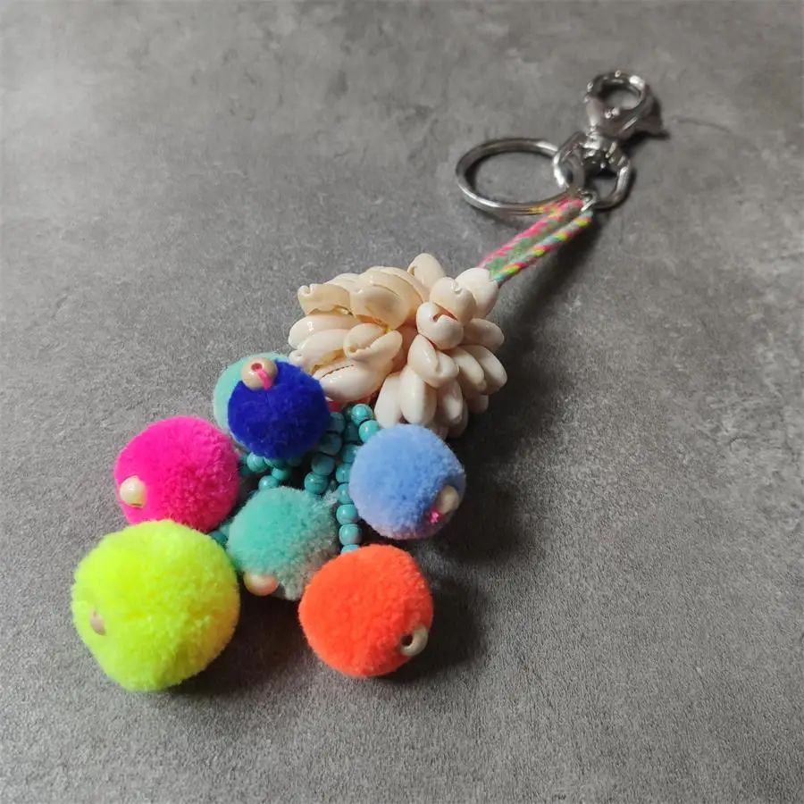 Boho Стиль цветок подвески из камня бусины с пом брелок красочный брелок для ключей с кисточкой кулон ювелирные изделия - Цвет: style 15