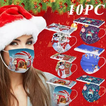 

Masque de noël Headband Adult's Mask Disposable High Quality Mask Industrial 3Ply Earhook 10PC Mascara de navidad Dustproof Mask