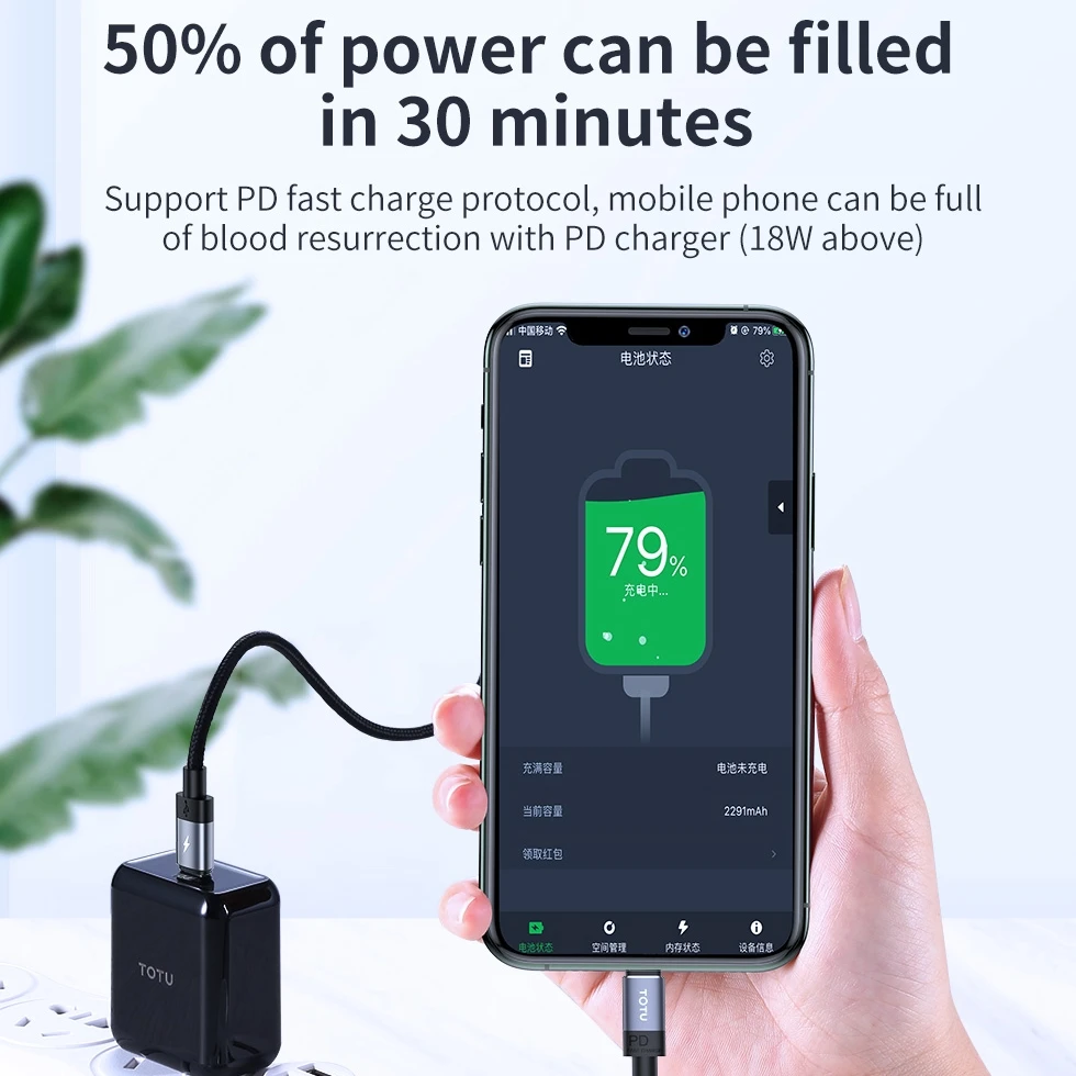 TOTU для usb c к Lightning зарядный кабель для iPhone xs max xr 8 7 6s plus 5 11 ipad pro быстрое зарядное устройство PD кабель короткий 25 см 2 м 3A