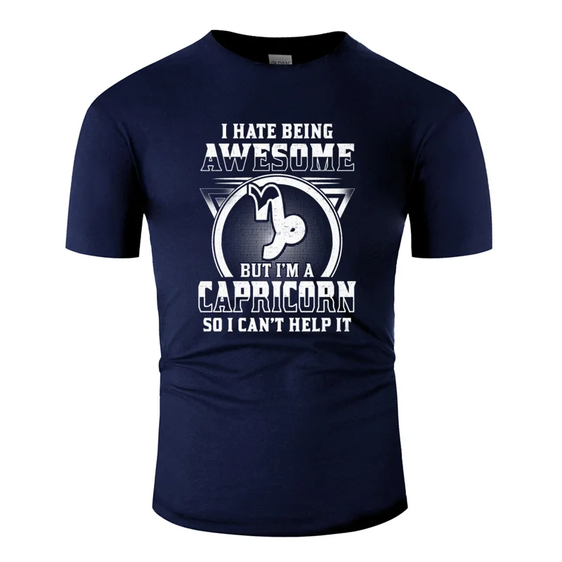 Men-Navy Blue Креативная дышащая винтажная Дизайнерская футболка с символом зодиака Козерога, Мужская футболка, Мужская футболка с юмором, Известный хип-хоп - Цвет: Men-Navy Blue