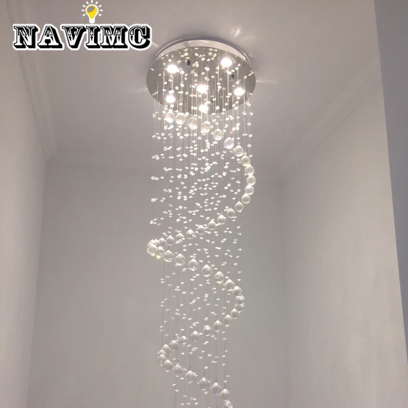 D55CM современные светодиодные спираль люстра, хрустальная люстра светильники длинные лестницы свет для лестница для гостиницы фойе