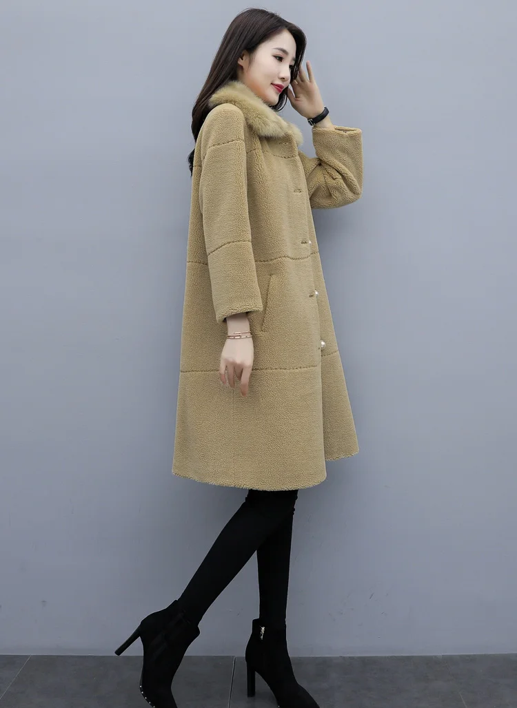 Ke li rong Composite materials Fur Middle Long Coat Autumn And Winter New Style Korean-style Loose-Fit Slimming WOMEN'S Ov