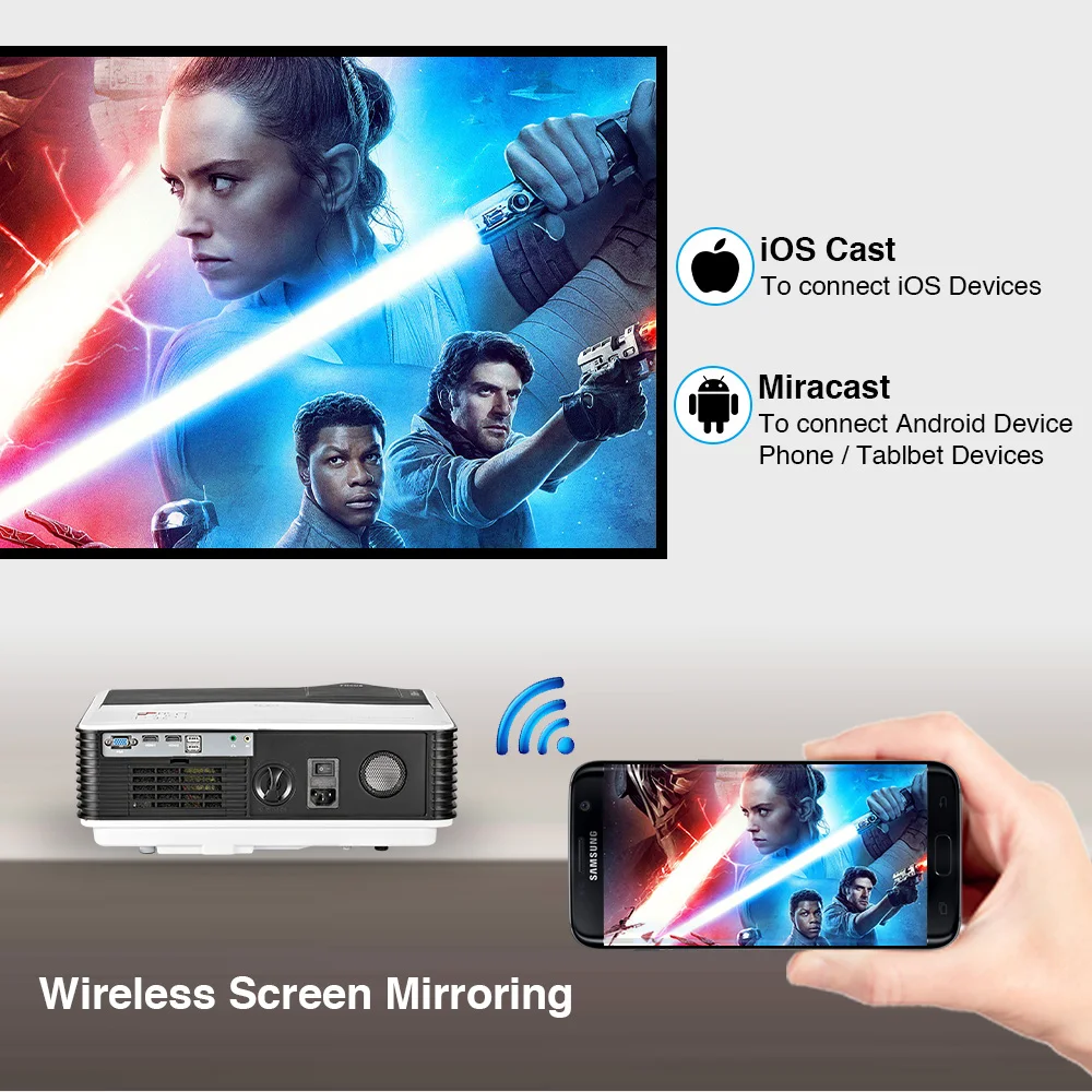 Proyector de cine en casa, dispositivo Full Hd, resolución de 2021 P, Miracast, vídeo Led 720: 1, relación de contraste, envío gratuito, 8000 - Imagen 4